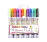 Permanent Paint Pens - Twelve Color Fast Drying Art Outline Marker Set, Fine Point Illustration Utensils for DIY Greeting Cards | Girls Kids Teen Easter Christmas Stocking Stuffers Craft Supplies
