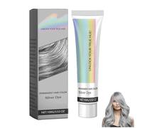 Permanent Silver Grey Hair Dye with Natural Essence - Ammonia-Free, Low-Irritation Formula, Long-Lasting Colour for All Hair Types, Covers Greys & Adds Shine (sliver, 100g)