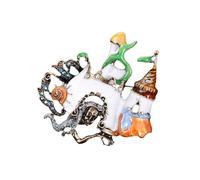 Permanent White Mansion Molded Brooch Green Coating Jewelry for Everyday Otherwise Special Incidents Flexible Daily Formal Addition
