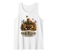 Permanently Out of Office in The Woods Funny Bird Watching Tank Top