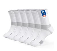 PERMANENTLY001 Cushioned Mens Sports Socks Tennis Women Compression Running Socks Moisture wicking Training Sock Padel Basketball Gym Badminton Volleyball Cricket 8-12 L White 6P