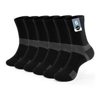 PERMANENTLY001 Cushioned Sports Socks Women Boy Girl Youth Kids Tennis Socks Anti blister Trainer Crew Socks Padel badminton Baseball Cricket Running Hiking 3-5 S Black 6P