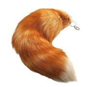 Permangallop Fox Tail Pendant Fox Tail Key Ring Animal Tail Accessories Bag Charm Plush Pendant Large Plush Key Ring Dance Props, yellow, L