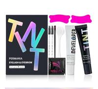 PERMANIA Eyebrow and Eyelash Tint Kit, Brow Dye Kit for Salon Results at Home, Gentle Formula & Water-Resistant Lash Tint - Definition Up to 4 Weeks (Black)