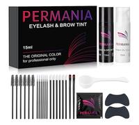 PERMANIA Eyelash & Eyebrow Tint Kit - 2-in-1 Lash and Brow Dye Set Black | Easy At-Home Use | Natural Results up to 4 Weeks | Step-by-Step Guide Included