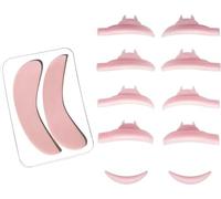 PERMANIA Lash Lift Pads, 12 PCS Reusable Silicone Under Eye Pads with Suction Eyelash Perm Rods Makeup Beauty Tools for Keratin Lash Lifting（Pink+Under Eye Pads）