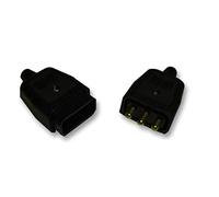 Permaplug 10A Rewireable 3-Pin Plug & Socket In-Line Power Connector, Black
