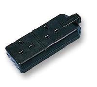 Permaplug 2 Gang Heavy Duty Rubber Trailing Socket, Black