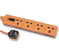 PERMAPLUG - Heavy Duty 4 Way Extension Lead, 13A Fused 2m Orange