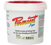 Permaset Aqua Standard 1 Litre Mid Red, Screen Printing Ink for Fabric, Ideal for Home Office, Art Studio, Starter Kit, Fabric Paint, Screen Printer and Other Fabric Inks