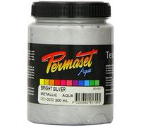 Permaset Aqua Standard 300ml Bright Silver - Screen Printing Ink for Fabric - Ideal Screen Printing Kit for Home Office, Starter Kit, Fabric Paint, Screen Printer and Other Fabric Ink