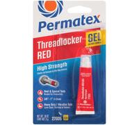 Permatex 27005 High Strength Threadlocker: Permanently Locks Studs with 3,000 PSI Holding Power, Replaces Set Screws & Snap Rings, Removal Requires Heat or Special Tools, Red Gel, 5g