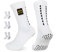 PERMENENTLY001 White Non-slip Grip Football Socks Mens Women Thin Breathable Gripy Sports Sock Pilates Yoga Soccer Rugby Lightweight 5-9 White M 3P