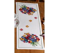 Permin Bright Flowers Counted Cross Stitch Table Runner Kit 23 x 60cm