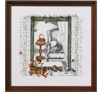 Permin counted cross stitch kit "Fall Window", 24x24cm, DIY, 92-9177