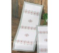 Permin counted Hardanger table runner stitch kit "Hardanger rose/green", 33x99cm