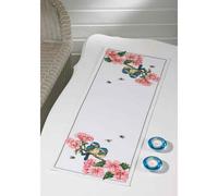 Permin counted table runner cross stitch kit "Flower tits", 33x87cm, DIY, 68-611