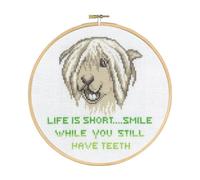 Permin Cross Stitch Kit with Embroidery Hoop Das Leben ist Kurz (Das Leben ist Kurz)
