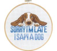 Permin Cross Stitch Kit with Frame Sorry I'm Too Late Counted Pattern