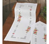 Permin Hardanger Table Runner Embroidery Kit Hardanger with Roses
