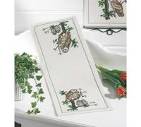 Permin Hardanger Table Runner Embroidery Kit Owl Family Counted Pattern