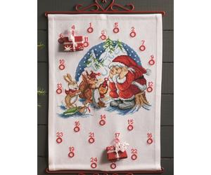 Permin Santa Receives Gifts Advent Counted Cross Stitch Kit