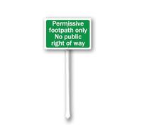 Permissive footpath only no public right of way Sign, 12" x 8" Yard Sign with Stake, Easy to Mount, Lawn Sign