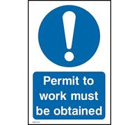 Permit To Work Must Be Obtained Sign - 75mm x 100mm - Self Adhesive Sticker (MISC124)