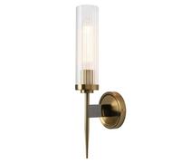 PERMO Vintage Bronze Antique Single Wall Sconce Lighting Fixture with 2.8" Cylindrical Clear Glass Shade (1 Head)