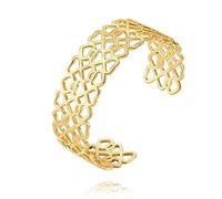 PERNNLA PEARL Dainty Gold Bar Bracelet for Women Simple Delicate Thin Cuff Bangle Hook Bracelet 18K Gold Plated Handmade Minimalist Jewelry, M, Brass, gold