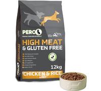Pero High Meat & Gluten Free - Chicken And Rice Dry Dog Food - Hypoallergenic, Added Joint Care Supplement, All Natural Ingredients, No Artificial Flavours, 12kg Bag.