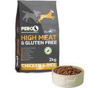 Pero High Meat & Gluten Free Dog Food - Chicken & Rice - 37% Chicken, Single Protein, Gentle Digestion, Joint Care (2kg)