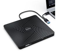 PeroBuno External CD DVD Drive, USB 3.0 Type-C Optical Drive, 0.5-inch Ultra-Slim Portable DVD CD ROM Disc Player Reader Writer Rewriter Burner Recorder for Laptop PC Macbook Windows Linux Mac OS