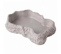 Perodlly Reptile Water Dish 600ml Tortoise Food Bowl - Natural Rock Texture Reptile Bowl, White, 8.9" X 6.50" X 1.77".