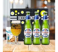 Peroni Nastro Azzuro Italian Lager Gift Set with Beerhunter Glass (3 Pack)
