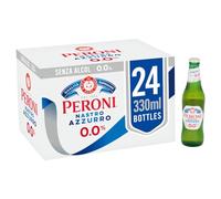Peroni Nastro Azzurro Alcohol Free Beer, 0.0% ABV- A Light Bodied Non Alcoholic Beer Alternative. Refreshing & Crisp Taste with a Clean Finish (Case of 24 x 33cl Glass Bottles)