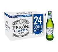PERONI NASTRO AZZURRO Libera - Non-Alcohol Lager Alternative - 330cl x 24 Bottles in a Pack - 0.0% ABV - Light Bodied, Zero Alcohol - Refreshing, Bitter & Crisp - Brewed in Italy
