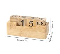 Perpetual Block Calendar - Retro Cube Desk Ornament; Handcrafted Wooden Display, DIY Desk Decor, Rotatable Number Cubes | Home Office Table Decorative Calendar For Daily Schedule Planner Organization
