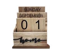 Perpetual Calendar Blocks - 5.12x2.56x5.98 Inch Wooden Date Display, Multi-Function Vintage Desktop Organizer, Reusable Annual Timekeeping System | Home Office Bedroom Cafe Decor