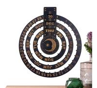 Perpetual Calendar, Circle Calendar, Dates, Days, Months | Pendant with eternal calendar made of wood, interactive design for the daily mindfulness routine moon