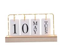 Perpetual Calendar Flip Perpetual Calendars with Light, Wooden Positivity Desktop Flip Chart, Standing Date and Weekly Day Calendar, Creative for Office Bed
