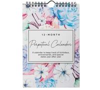 Perpetual Calendar for Birthdays and Anniversaries Floral Wall Monthly & Daily -12 Months - Dates to Remember Book - Journal for Important & Special Days - Wall Hanging Date Organizer 6 x 9 inches