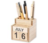 Perpetual Calendar, Permanent Calendar, Desk Calendar Made of MDF Wood in Vintage Design with Interchangeable Date with Pen Holder, Utensilo Order and Sustainability at the Desk