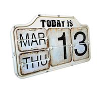 Perpetual Calendar - Swivel Desk Calendar, Iron and PVC Construction, Display with Numbers | Shabby Chic Home Office Bar Decoration Accessory for Table Shelf Wall Use Daily or
