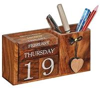 Perpetual Calendar, Wooden Desk Block Calendar Permanent Wooden Desk Calendar Display Home Office Decoration 6.5 x 2.0 x 3.5 inches (One of the World's Expensive Wood)