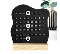 Perpetual Desk Calendar - Vintage Wooden Date Display, Reusable Table Display | Effortless Desktop Month Mobility Solution for Home Decor in UF