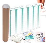 Perpetual Year Wall Planner With Repositionable Date Strips - Large 90cmx61cm - Laminated Reusable Wall Calendar Ideal For Office, School, University, Home (Perpetual Academic)