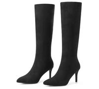 Perphy Classic Pointed Toe Stiletto Heel Knee High Boots for Women Black 5 UK/Label Size 7 US