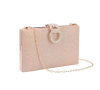 Perphy Clutch Purses for Women Rhinestone Party Prom Evening Handbag with Chain Rose Gold 20 * 4 * 12cm