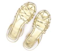 Perphy Gladiator Sandal Strappy Round Toe Flats Roman Sandals for Women Gold 5 UK/Label Size 7 US